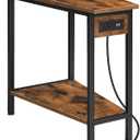 HOOBRO Wedge End Table with Charging Station, Recliner Wedge Side Table with Open Storage Shelves, Industrial Triangle Accent Table for Small Spaces, Corner, Living Room, Rustic Brown BF64UBZ01G1