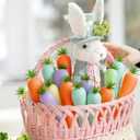 Gemscream 72 Pcs 5 Inch Easter DIY Foam Carrot Unfinished Kits White Simulated Polystyrene Craft Bulk Carrot DIY Spring Paint Your Own with Artificial Grass for Easter Kitchen Party Basket Decor