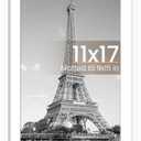 upsimples 11x17 Picture Frame, Display Pictures 9x15 with Mat or 11 x 17 Without, Wall Hanging Poster Frames, White, 1 Pack