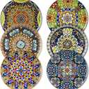 Vancasso Dinner Plates Set of 6-10.5 Inch Ceramic Plates, Microwave, Oven and Dishwasher Safe, Colorful Bohemian Style Dishes for Kitchen