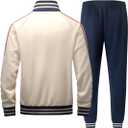 Mens Tracksuits 2 Piece Set Full Zip Velour Sweatsuit for Casual Training Outdoor - Available in Blue Khaki and Black (XX-Large)