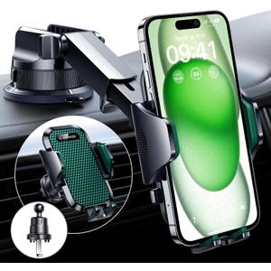 VANMASS [True Military-Grade] Car Phone Holder [Strongest Suction & Clip] Cell Phone Mount for Dashboard Windshield Vent Truck Accessories Cradle Dash Stand for iPhone 15 14 13 12 Android,Green