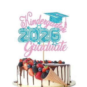 Crseniny Grad Cake Topper，Class Of 2026 Cake Topper 2026 Kindergarten Graduation Happy Graduation Cake Decoration，Kindergarten Graduation Preschool Graduation Party Supplies(Kindergarten Pink Blue)