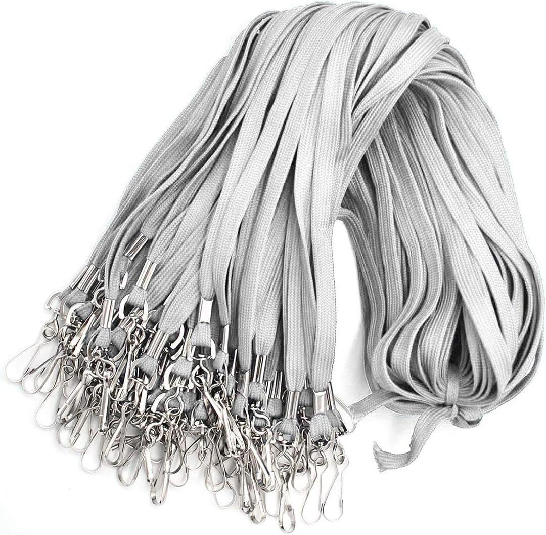 Bird Fiy Lanyard 100 Pack Bulk Badge Lanyards for ID Badges Neck Cruise Name Tag ID Holder (Gray)