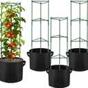 NNG 6 Packs 48 inches Tomato Cages with 10 Gallon Grow Bags,Garden Plant Support Cages,Plant Tower Stakes Garden Trellis for Climbing Plants,Tomato Plant Trellis for Vegetable Fruits Vines