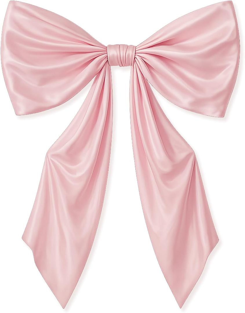 Coquette Room Decor 43 x 24 Inches Large Bow Themed Party Decorations Giant Pink Bow Decor Satin Ribbon, Contains Felt Big Pink Bow Wall Decor Girl Coquette Birthday Decorations