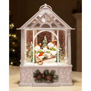 Large Christmas Snowman Snow Globe Light up Lantern with 8 Songs, 9.84" Christmas Snow Globes for Kids Adults, 6H Timer & Dual Power, Snowglobes Christmas Decorations Indoor for Home Gifts Women Men