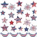 Whaline 24Pcs Patriotic Refrigerator Magnets 4th of July Stars Fireworks Refrigerator Magnetic Stickers Stars and Stripes Magnetic Decals for Independence Day Fridge Metal Door Cabinets Mailbox Decor