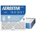 Aerostar 18x18x1 MERV 6 Air Filter, 6 Count, ACTUAL SIZE (17.50 x 17.50 x 0.75), HVAC, Air Conditioning & Furnace Filter for Dust, Lint & Pollen Control (MPR 300 / FPR 3), Made in USA
