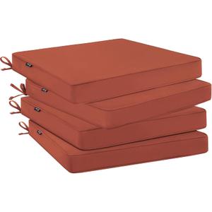 Favoyard Outdoor Chair Cushions 19"W x 19"D x 2"T Set of 4 Patio Chairs Cushions 3-Year Fade Resistant & Waterproof Cushions for Outdoor Furniture with Hidden Zipper, Attach Straps for Dining Chairs (Spice)