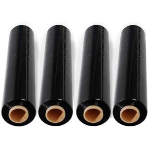 PackageZoom 4 Rolls 18 inch x 1500 Feet Stretch Wrap 80 Gauge Heavy Duty Shrink Film, Extra Strong 18 inch Black Hand Stretch Wrap, Pack of 4 Rolls