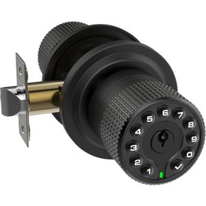 Keypad & Key Smart Door Lock, 50 User Codes, Waterproof, Auto Lock - Matte Black
