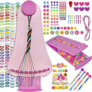 Friendship Bracelet Making Kit toys ,ages for 8 9 10 11 12 Year Old Girls, Kids Travel Activity Set,diy kit,Arts and Crafts Bracelets String Maker Kit ,Great Christmas Birthday Gifts (Purple-Pink)