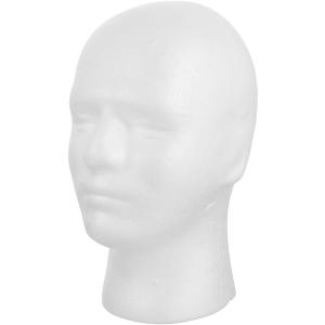 FRCOLOR Male Mannequin Head Model 10.43 Inch Foam Display Stand for Wigs Hats Scarves Glasses Accessories Salon and Store Use