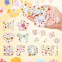Hanaive 136 Pcs Chenille Letter Patches Self Adhesive Stickers for DIY Cute Smile Face Heart Rainbow Patches for Clothing Backpacks Bags Jackets Hat Decoration(Floral Style,Pale Yellow Color)