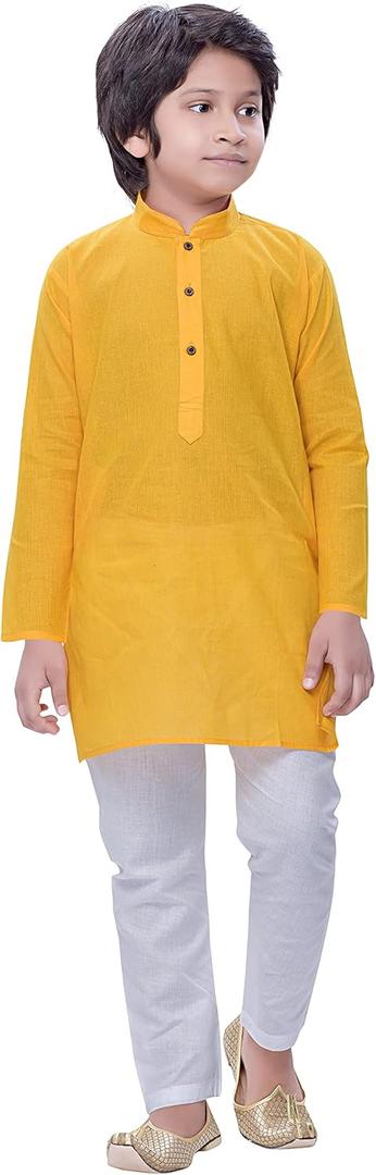 Tathastu Boys Cotton Kurta KS1033B Yellow 6-7 Year