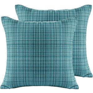 Outdoor Throw Pillow Covers, Linen Waterproof Throw Pillow Cases for Outdoor Patio Porch Farmhouse Garden Balcony Couch< 17"x17" Inch(2 Pieces) Green