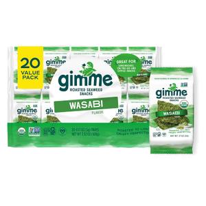 Gimme Seaweed Organic Premium Roasted Seaweed Snacks, Wasabi, 20 Count, Keto, Vegan, Gluten-Free, Great Source of Omega3s and Iodine, Healthy On-The-Go Snack for Kids and Adults BB 4/6/26 Gimme Seaweed Organic Premium Roasted Seaweed Snacks, Wasabi, 20 Count, Keto, Vegan, Gluten-Free, Great Source of Omega3s and Iodine, Healthy On-The-Go Snack for Kids and Adults BB 4/6/26