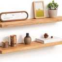 Fun Memories Rustic Elm Wood Floating Shelves, 30 Inch Wall Shelf Set of 2, Wooden Bathroom Shelves with Heavy-Duty Bracket, Storage & Display Shelf for Kitchen, Bedroom, Living Room