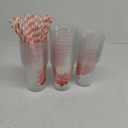 Whaline 50Pcs Pink Bow Plastic Cups with Lids and Straws Bow Knot Stars Clear Plastic Cups 12oz Disposable Cups for Birthday Baby Shower Party Supplies