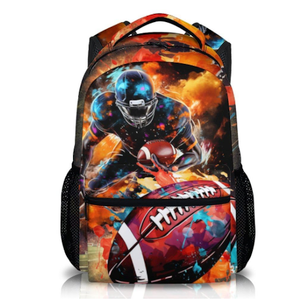Football School Backpack for Boys, Football Backpacks for Kids Students Age 6-18, Kids Bookbag for Primary, Middle High School, 17 Inch Large Capacity Schoolbag Supplies Gifts