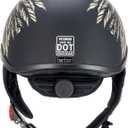 VCOROS Half Helmets Motorcycle VHF04 Open Face Sun Visor Quick Release Buckle Adjustable DOT Approved Cycling Retro Cruiser Pilot Helmets for Adults Men and Women (Matte Indian,L)