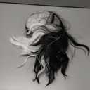 QACCF Short Wavy Shoulder Length Women Full Bang Heat Resistant Wig (Black and White)