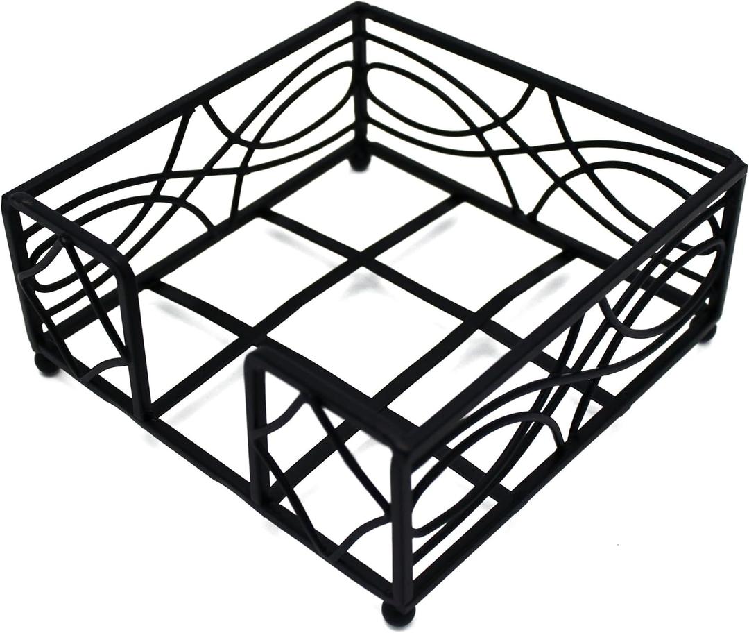 Boston International Wave Design Holder, Cocktail Napkin Caddy, Black