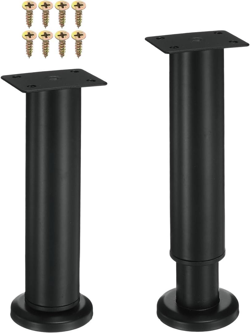 Uxcell 2 Pcs 7.09-11.82 Inch Adjustable Height Table Legs, Carbon Steel Bed Legs Replacement, Adjustable Furniture Feet for Bed Cabinet Chair, Black