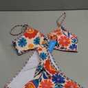 Tainehs Women's Two Piece Bikini Sets O Ring Front Top Ditsy Floral Triangle Swimsuits Cheeky Bathing Suit, Small