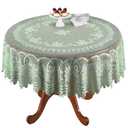 WUBODTI Christmas Green Lace Round Tablecloth for Holiday Festival Party Banquet, Vintage Floral Table Cloth Cover for Dining Room Kitchen Tables, 70 Inch Round