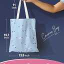 2 x Aesthetic Canvas Tote Bag for Women Pattern Trendy Casual Music Inspired Cloth Totes Bag for Shopping (Blue Fly Bird)