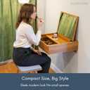 Sleekform Small Vanity Desk Dressing Table with Mirror & Chair - 18x20 Floating Vanity Makeup Table for Small Spaces, Wall Mounted Compact Make Up Tables with Flip Up Top, Nightstand Bedroom Vanities