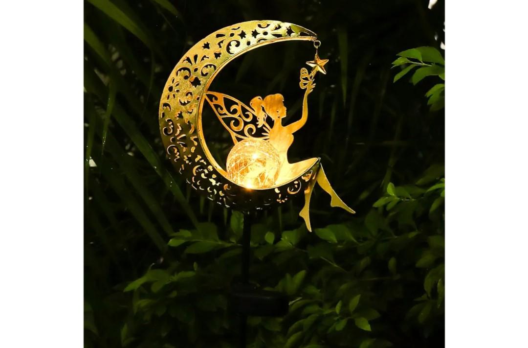 ZKLiLi Solar Lights Garden Decorations,Moon Fairy Light,Solar Statues Outdoor Decor,Warm LED Light for Pathway Lawn Patio Courtyard Gifts for Mom Grandma Women