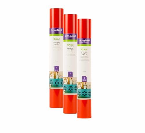 Cricut Everyday Iron On, Orange - 1-Pack of 2ft Rolls (12"x24") Heat Transfer Vinyl for Shirts, Hats, Décor & More