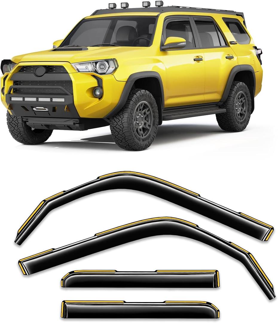 in-Channel Window Rain Guard for Fit for Toyota 4Runner 2010-2024 Rain Guards Side Window Visors Low Profile Vent Visor Window Deflectors Vent Shades Car Accessories