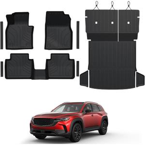 Floor Mats for Mazda CX-50 2023-2026, All Weather Floor Mats Trunk Cargo Liner with Backrest Protectors and Door Sill Guards Accessories, Full Coverage Set (Fit Gas Models)
