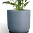 Pots for Plants 12 Inch - Ceramic Planter for Indoor Outdoor Plants Large Plant Pot with Drainage Hole and Saucer Outdoor Flower Pot Gray