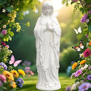 Virgin Mary Statue Outdoor - Large Blessed Mother Mary Sculpture, Virgen de Guadalupe Catholic Figurine for Garden, Yard, Patio, Indoor & Outside Decor, Religious Gift, White, 29.5-Inch
