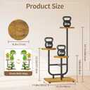 LASZOLA Plant Stand Shelf Tall for Indoor Corner, 3 Tier Wood Brown | Modern Multiple Flower Display Rack with Wooden Tray, Metal Vertical Planter Holder for Living Room Bedroom Patio Garden