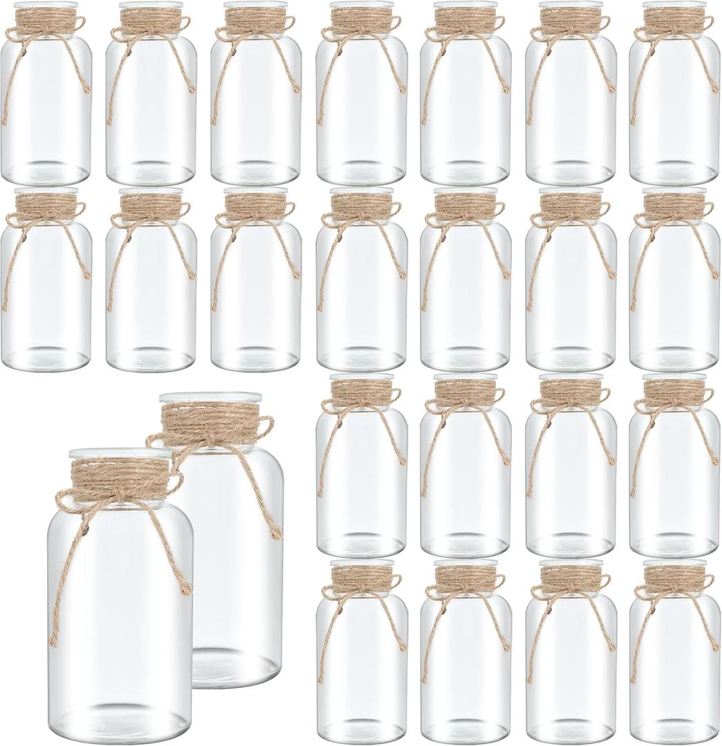 Vintage Glass Flower Vase, Farmhouse Glass Centerpiece Vases Mason Jars for Weddings, Parties & Home Decor Bulk (24, Transparent)