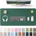 YSAGi Leather Desk Pad Protector, Office Desk Mat, Large Mouse Pad, Non-Slip PU Leather Desk Blotter, Laptop Desk Pad, Waterproof Desk Writing Pad for Office and Home (Seafoam Green, 31.5" x 15.8")