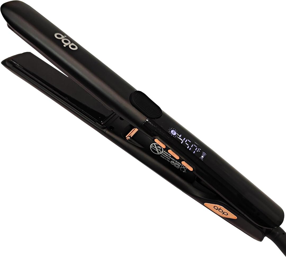 abp Ceramic Hair Straightener  Negative Ion Function, Ceramic Plates for Shinier & Smoother Hair | 2-in-1 Flat Iron & Curler, Dual Voltage, 60-Min Auto Shut Off