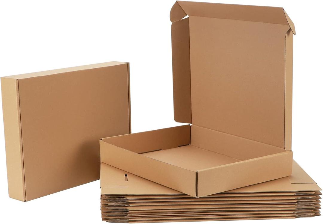 13x10x2 Shipping Boxes Set of 20, Brown Corrugated Cardboard Literature Mailer Box for Packaging, Mailing, Business