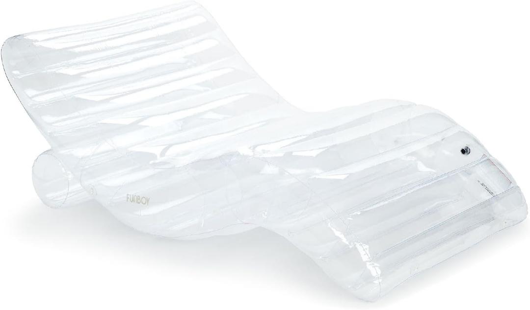 FUNBOY Giant Inflatable Luxury Clear Chaise Lounger, Chair Pool Float for Adults, Transparent Seaglass Green Material, Perfect for a Summer Pool Party