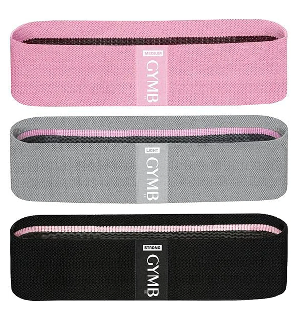 Gymb Premium Resistance Bands for Working Out - Exercise to Workout Glutes, Thighs & Legs - Non Slip Cloth Booty Bands for Gym & Home Fitness, Yoga, Strength & Pilates for Men/Women - 3 Levels