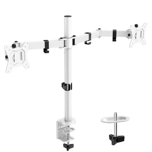 ErGear Fully Adjustable Dual Monitor Mount for 2 Screens up to 32 Inches, Holds up to 17.6 lbs Each Arm, Desk Stand, White