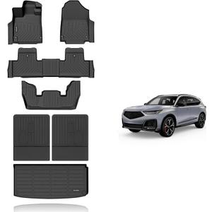 KELCSEECS Floor Mats & Cargo Liner with Seatback Mats Custom for 2025 2024 2023 2022 Acura MDX All Weather Protection Waterproof TPE Floor Liners Full Set Acura MDX Accessories Black