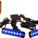 Sidaqi LED Emergency Strobe Lights with Remote Control,Blue 4IN1 24LED Grille Warning Flashing Construction Ploice Light Waterproof 12V