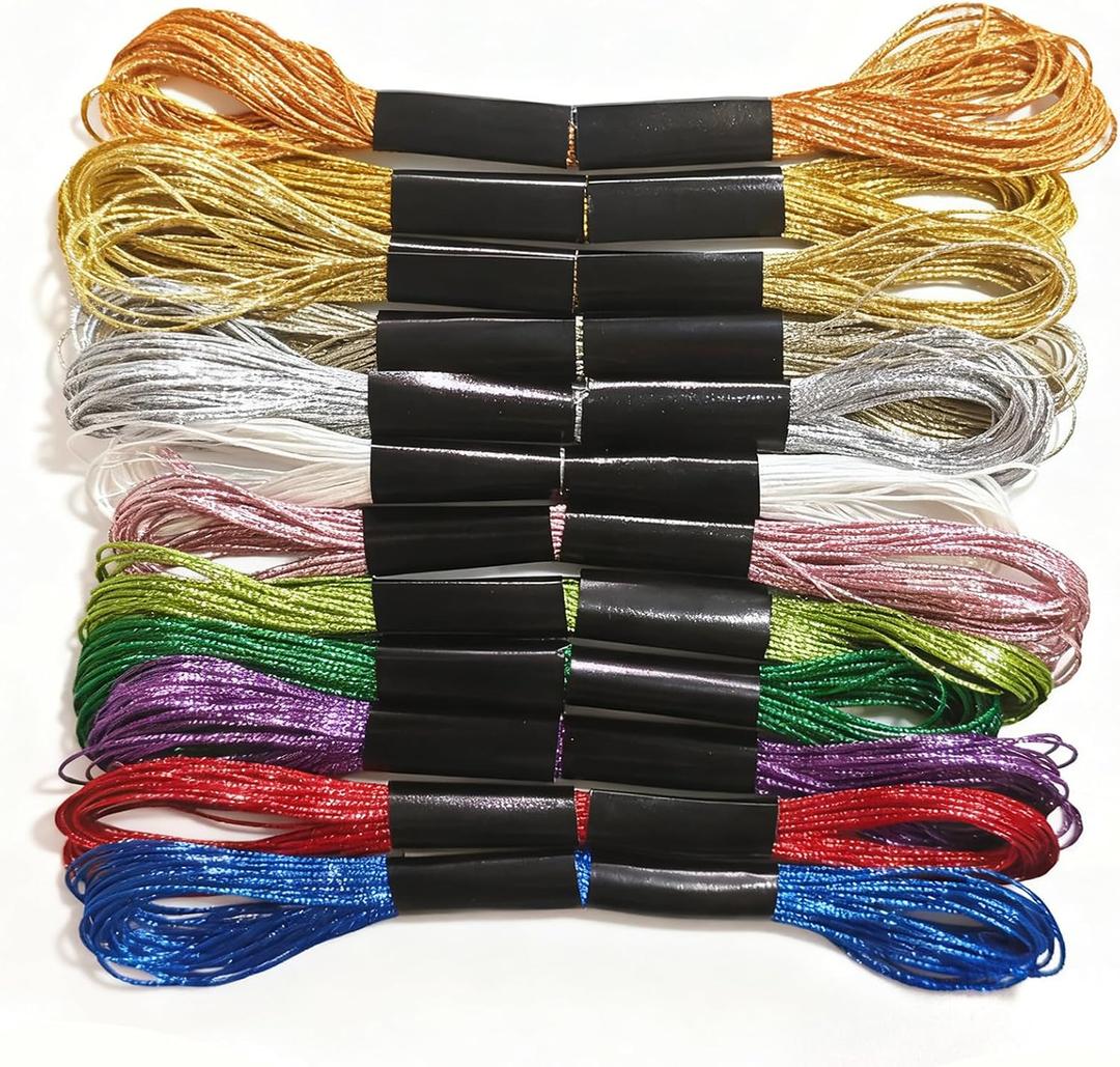 12 Skeins Metallic Embroidery Floss, Multi-Purpose Cross Stitch Thread, Mix Colours Hand Embroidery Supplies8 m 12 Strands